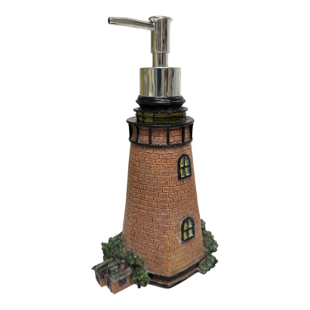 Lighthouse Soap Lotion Dispenser Ceramic Nautical EUC 8.5"H